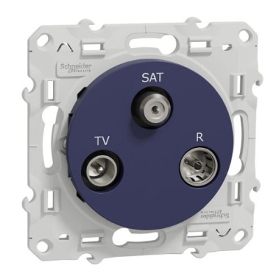 Schneider - Odace - prise TV/FM/SAT - 1 entrée -  cobalt - Réf : S550461