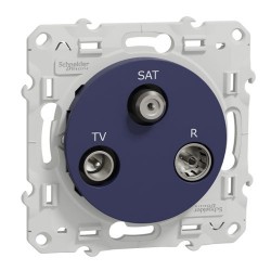 Schneider - Odace - prise TV/FM/SAT - 1 entrée -  cobalt - Réf : S550461
