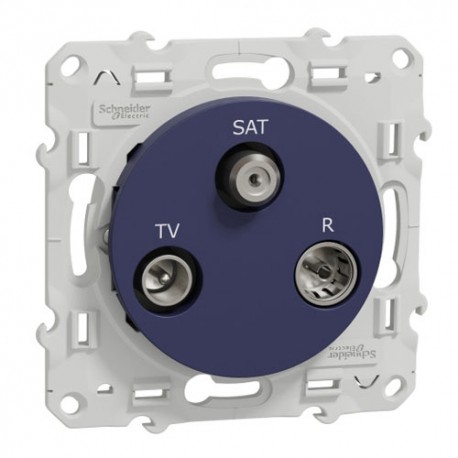 Schneider - Odace - prise TV/FM/SAT - 1 entrée -  cobalt - Réf : S550461