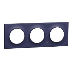Schneider - Odace Styl -  plaque - cobalt - 3 postes horiz./vert. entraxe 71mm - Réf : S550706