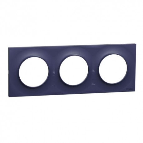 Schneider - Odace Styl -  plaque - cobalt - 3 postes horiz./vert. entraxe 71mm - Réf : S550706