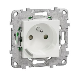Schneider - Wiser Unica - Prise 2P+T connectée - 16A  - zigbee - Blanc - Réf : NU555918