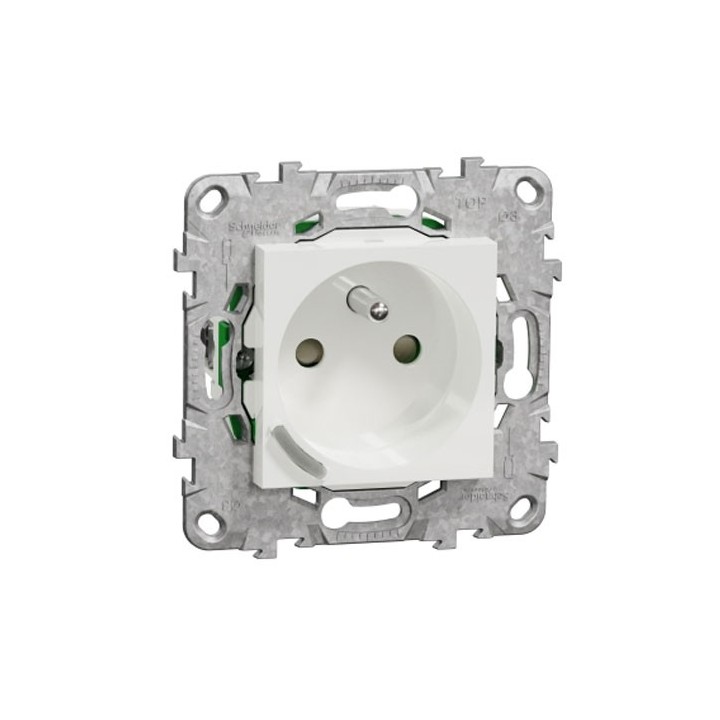 Schneider - Wiser Unica - Prise 2P+T connectée - 16A  - zigbee - Blanc - Réf : NU555918