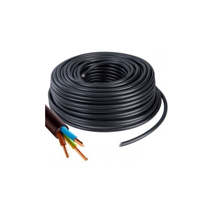 Câble U1000 R2V CU (Rigide) - 3G6 mm² - Couronne de 50m - Réf : DIV-3G6-C50