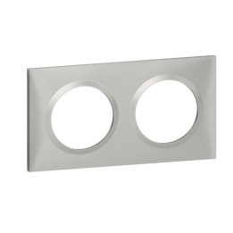 Legrand - Plaque carrée dooxie 2 postes finition effet aluminium - Réf : 600852