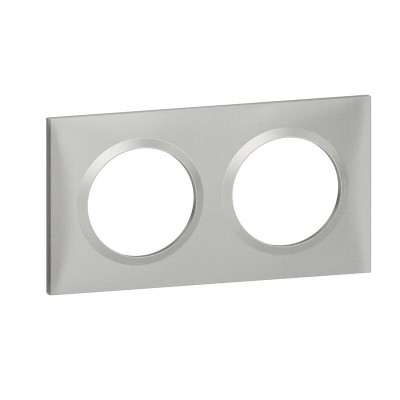 Legrand - Plaque carrée dooxie 2 postes finition effet aluminium - Réf : 600852