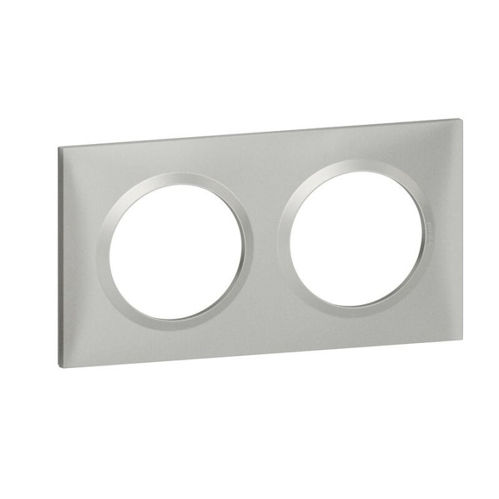 Legrand - Plaque carrée dooxie 2 postes finition effet aluminium - Réf : 600852