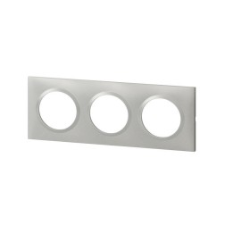 Legrand - Plaque carrée dooxie 3 postes finition effet aluminium - Réf : 600853