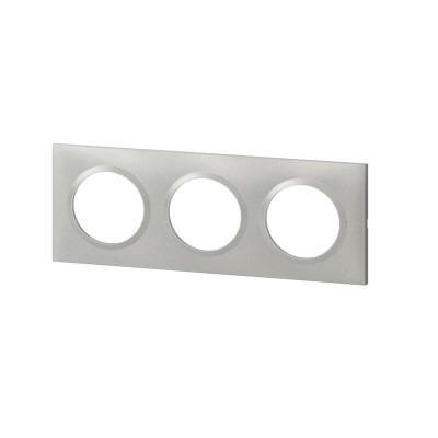 Legrand - Plaque carrée dooxie 3 postes finition effet aluminium - Réf : 600853