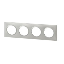 Legrand  - Plaque carrée dooxie 4 postes finition effet aluminium - Réf : 600854