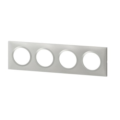 Legrand  - Plaque carrée dooxie 4 postes finition effet aluminium - Réf : 600854