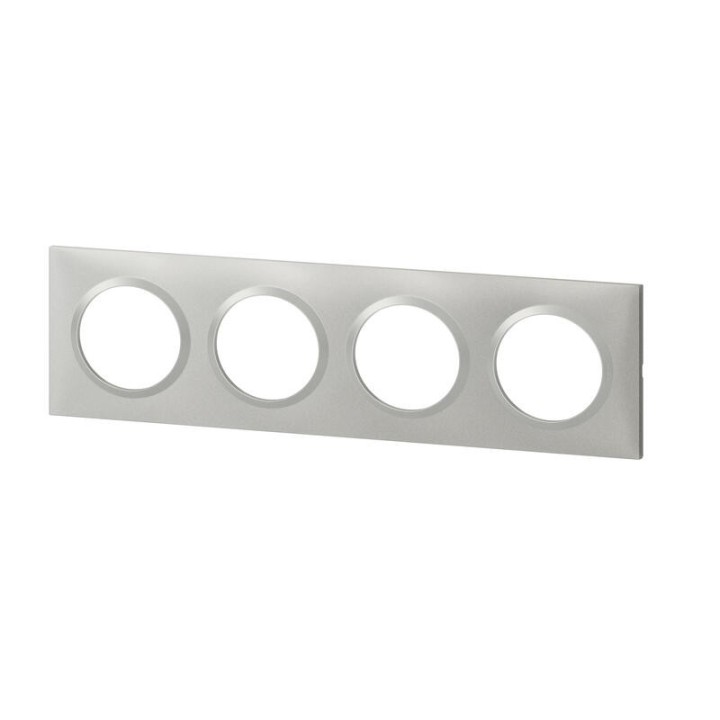 Legrand  - Plaque carrée dooxie 4 postes finition effet aluminium - Réf : 600854