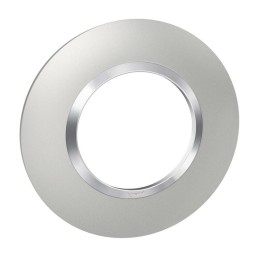 Legrand - Plaque ronde dooxie 1 poste finition effet aluminium avec bague effet chrome - Réf : 600975