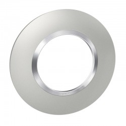 Legrand - Plaque ronde dooxie 1 poste finition effet aluminium avec bague effet chrome - Réf : 600975