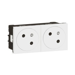 Legrand Mosaic - Prises 2x2P+T - Connexion auto - à 45° - 4 modules - blanc - Réf : 077142L