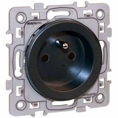 Eur'Ohm Square - Prise de courant 2P+T anthracite - Réf : 60360