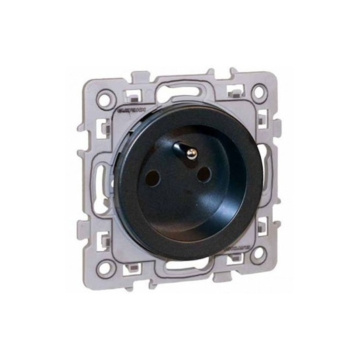 Eur'Ohm Square - Prise de courant 2P+T anthracite - Réf : 60360