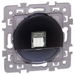 Eur'ohm Square - Prise RJ45 grade 1 catégorie 6 UTP anthracite - Réf : 60371