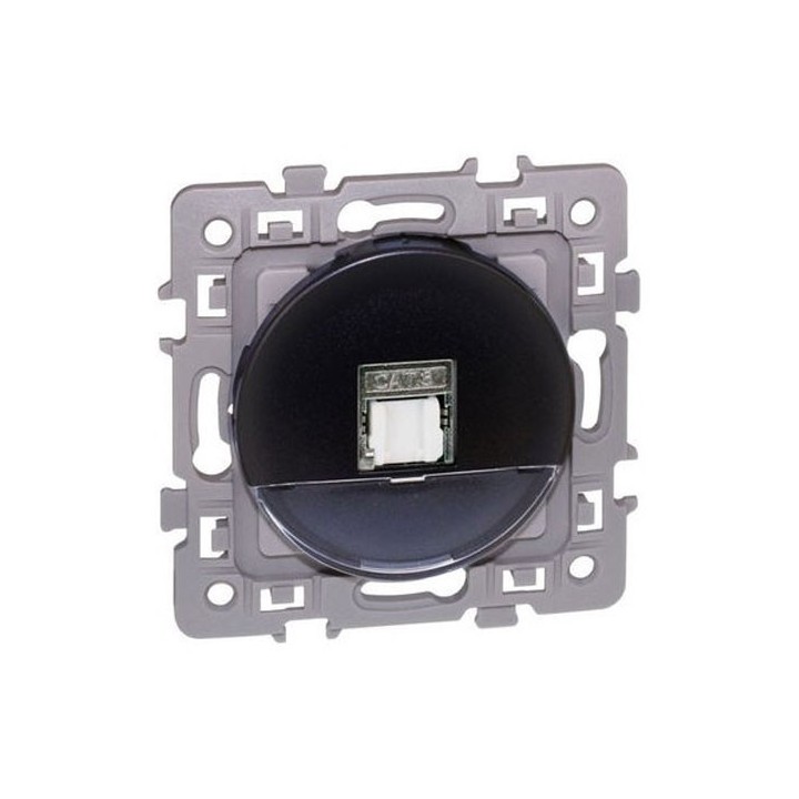 Eur'ohm Square - Prise RJ45 grade 1 catégorie 6 UTP anthracite - Réf : 60371