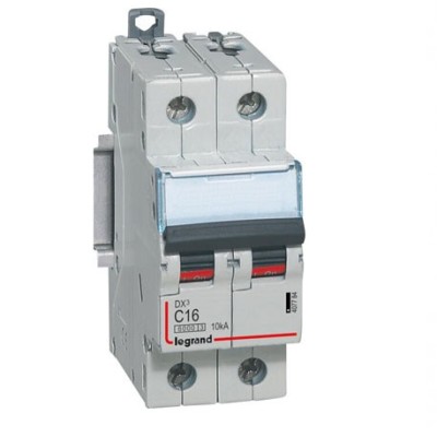 Legrand - Disjoncteur DX³6000 10kA - vis/vis - 2P 230V~ à 400V~ - 16A - courbe C - 2 modules - Réf : 407784