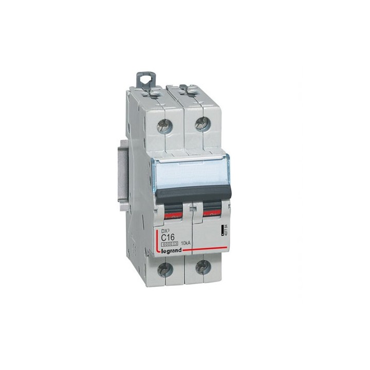 Legrand - Disjoncteur DX³6000 10kA - vis/vis - 2P 230V~ à 400V~ - 16A - courbe C - 2 modules - Réf : 407784