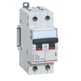 Legrand - Disjoncteur DX³6000 10kA - vis/vis - 2P 230V~ à 400V~ - 20A - courbe C - 2 modules - Réf : 407785