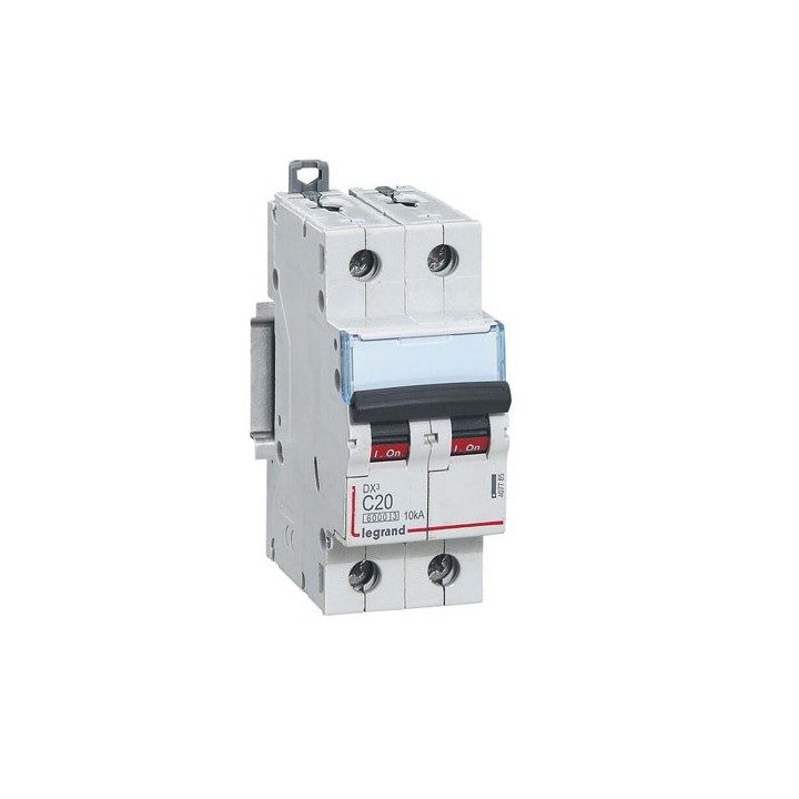 Legrand - Disjoncteur DX³6000 10kA - vis/vis - 2P 230V~ à 400V~ - 20A - courbe C - 2 modules - Réf : 407785