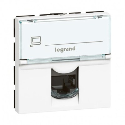 Legrand Mosaic - Prise RJ45 - Catégorie 6 - FTP -  2 modules - blanc - LCS Réf : 076565