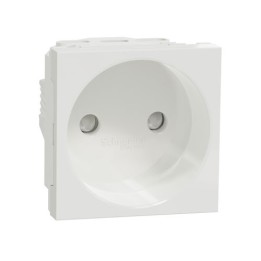 Schneider - Unica - Prise 2P - bornier à vis - 2 mod - Blanc - méca seul - Réf : NU303318