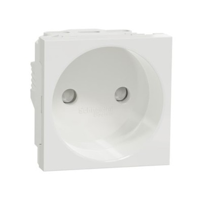 Schneider - Unica - Prise 2P - bornier à vis - 2 mod - Blanc - méca seul - Réf : NU303318