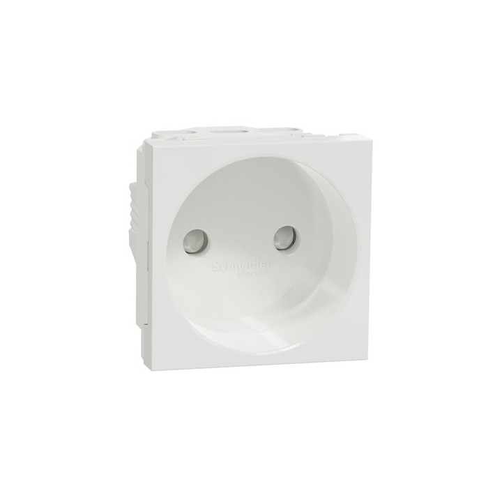 Schneider - Unica - Prise 2P - bornier à vis - 2 mod - Blanc - méca seul - Réf : NU303318