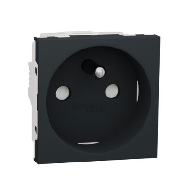 Schneider - Unica - Prise 2P+T - FR - 90° - vis - Anthracite - méca seul - Réf : NU303954