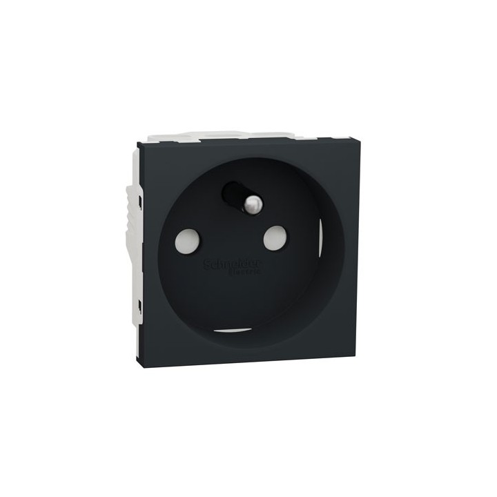 Schneider - Unica - Prise 2P+T - FR - 90° - vis - Anthracite - méca seul - Réf : NU303954