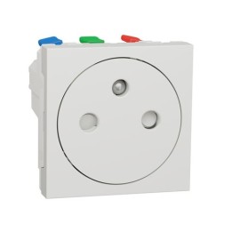 Schneider - Unica - Prise 2P+T - FR - 90° - affleurant - raccord rapide - Blanc - méca seul - Réf : NU305218