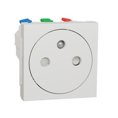 Schneider - Unica - Prise 2P+T - FR - 90° - affleurant - raccord rapide - Blanc - méca seul - Réf : NU305218