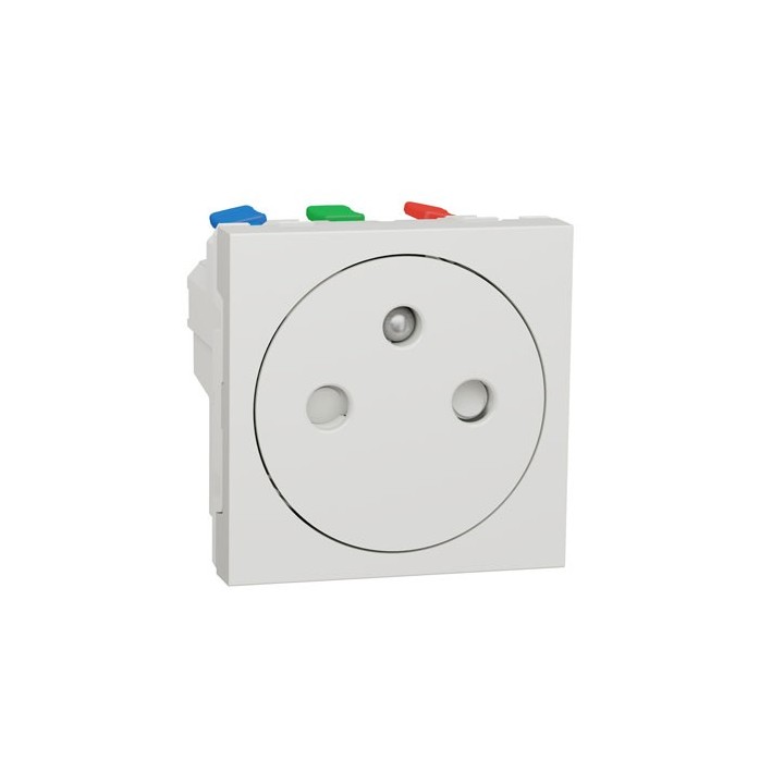 Schneider - Unica - Prise 2P+T - FR - 90° - affleurant - raccord rapide - Blanc - méca seul - Réf : NU305218