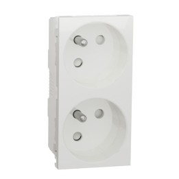 Schneider - Unica - Prise double 2P+T - FR - 45° - connexion rapide - Blanc - méca seul - Réf : NU306918