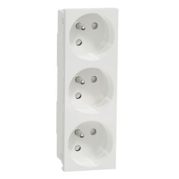 Schneider - Unica - Prise triple 2P+T - FR - 45° - Blanc - méca seul - Réf : NU307918