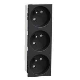Schneider - Unica - Prise triple 2P+T - FR - 45° - Anthracite - méca seul - Réf : NU307954