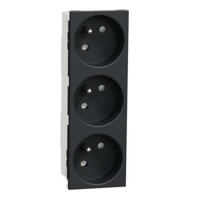 Schneider - Unica - Prise triple 2P+T - FR - 45° - Anthracite - méca seul - Réf : NU307954