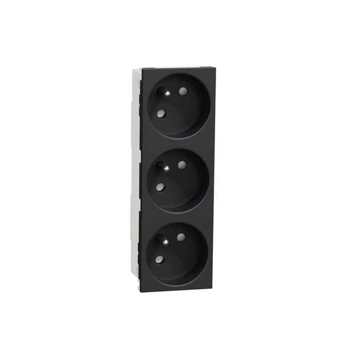 Schneider - Unica - Prise triple 2P+T - FR - 45° - Anthracite - méca seul - Réf : NU307954