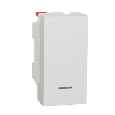 Schneider - Unica - Poussoir lumineux (localisation) - 10A - 1 mod - Blanc - méca seul - Réf : NU310618N