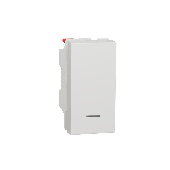 Schneider - Unica - Poussoir lumineux (localisation) - 10A - 1 mod - Blanc - méca seul - Réf : NU310618N