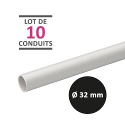 Schneider - Mureva Tube - Lot de 10 conduits de 3 mètres rigides non tulipés PVC gris - Ø32mm - Réf : IMT50332-30M