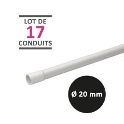 Schneider - Mureva Tube - Lot de 17 conduits de 2 mètres rigides tulipés PVC gris - Ø20mm - Réf : IMT50520-34M
