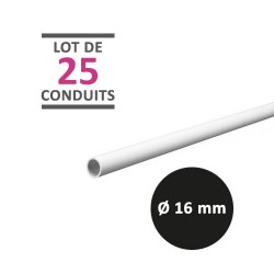 Schneider - Mureva Tube - Lot de 25 conduits de 3 mètres rigides non tulipés PVC blanc - Ø16mm - Réf : IMT56316-75M