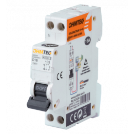 Ohmtec - Disjoncteur à vis - 1P+N - 16A - 4.5kA/6kA - Courbe C - Réf : 423236