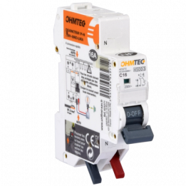 Ohmtec - Disjoncteur automatique - 1P+N - 16A - 4,5kA - Courbe C - Réf : 423272