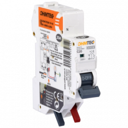 Ohmtec - Disjoncteur automatique - 1P+N - 20A - 4,5kA - Courbe C - Réf : 423273