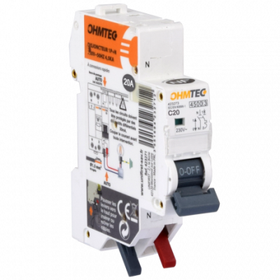 Ohmtec - Disjoncteur automatique - 1P+N - 20A - 4,5kA - Courbe C - Réf : 423273